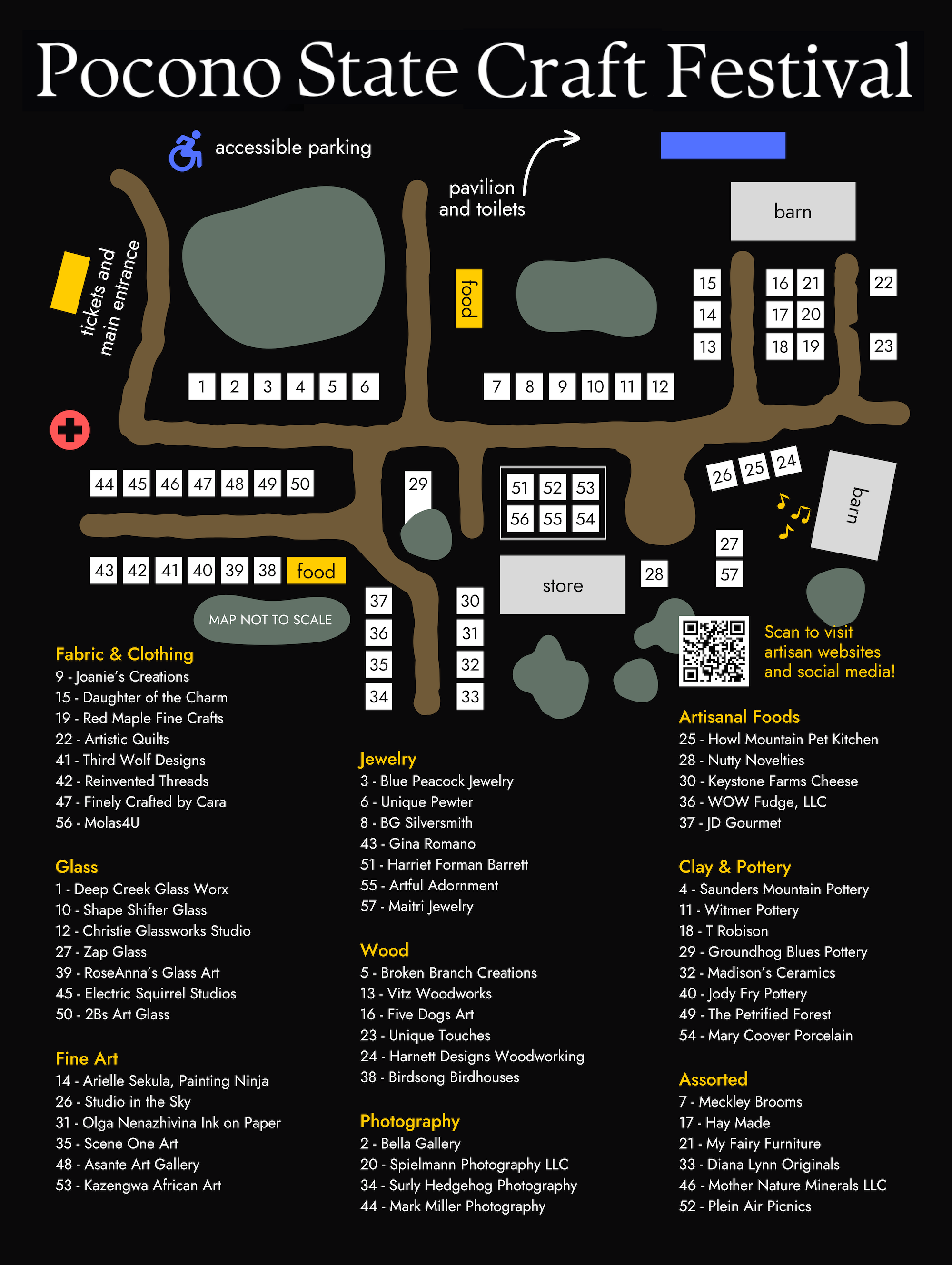 Map of the Exhibitor Booths at Pocono State Craft Festival 2024