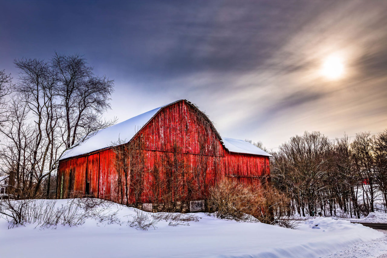 Red Barn in Winter - Ray Roper